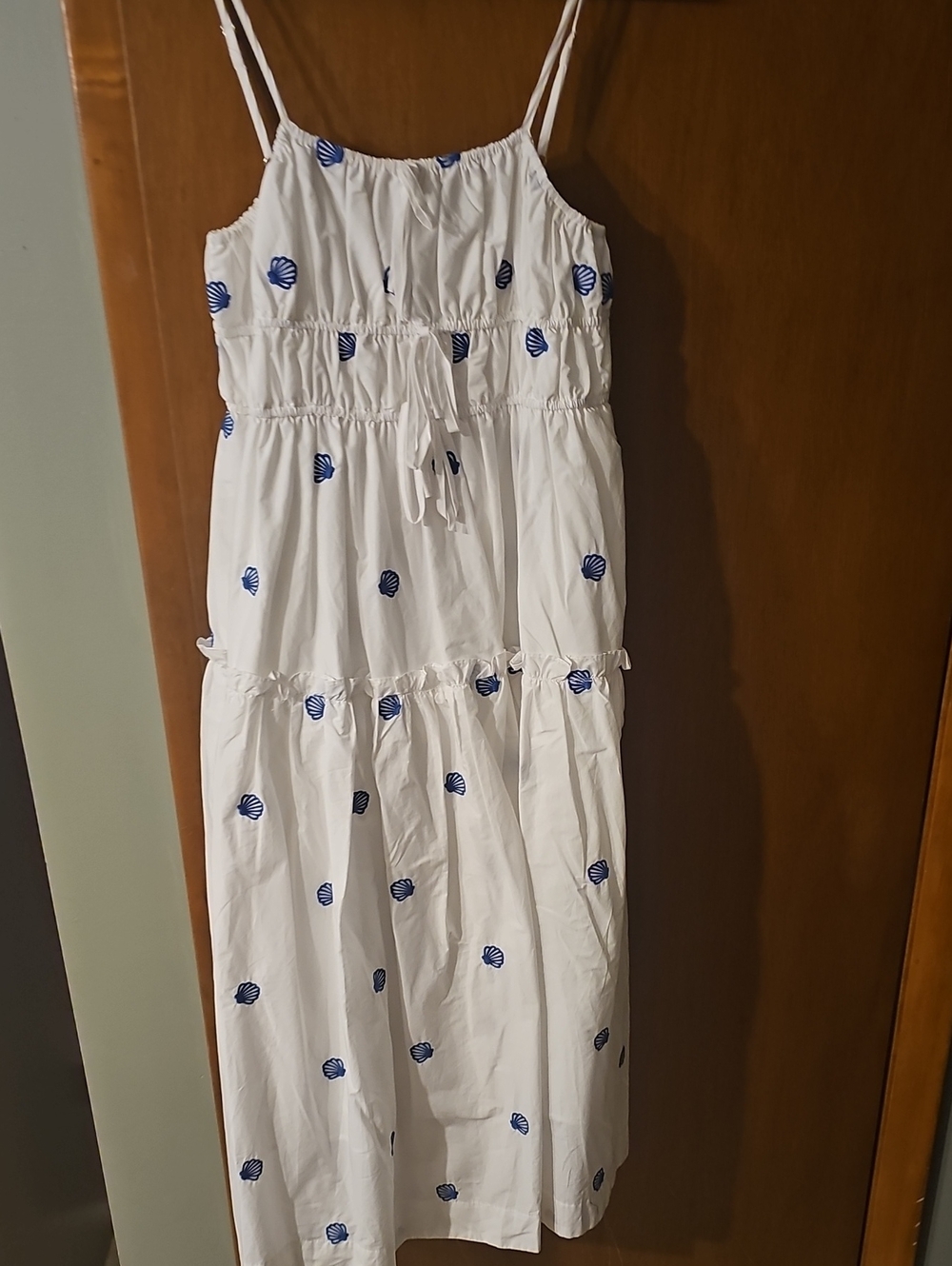 Joie White Sundress with Navy Shell Print